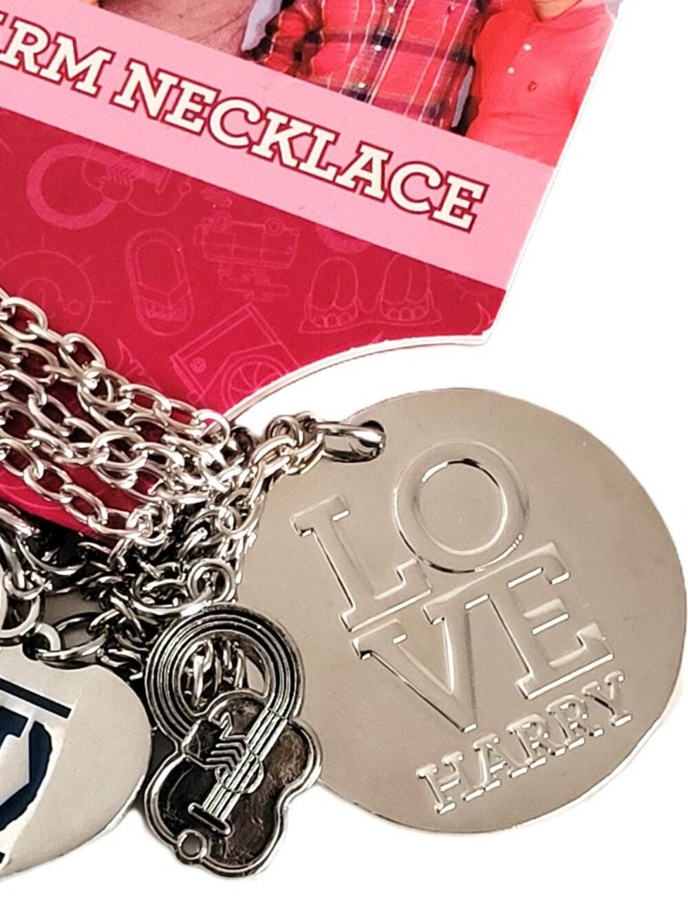 One Direction 1D "Love Harry" Multi Charm & Pendant Necklace with Chain - NEW
